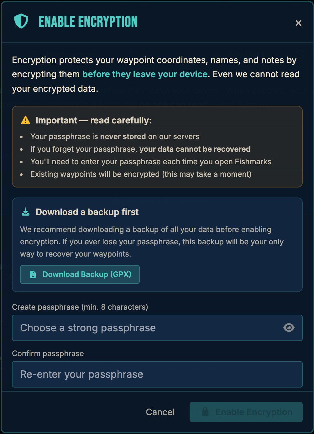 FISHMARKS feature view